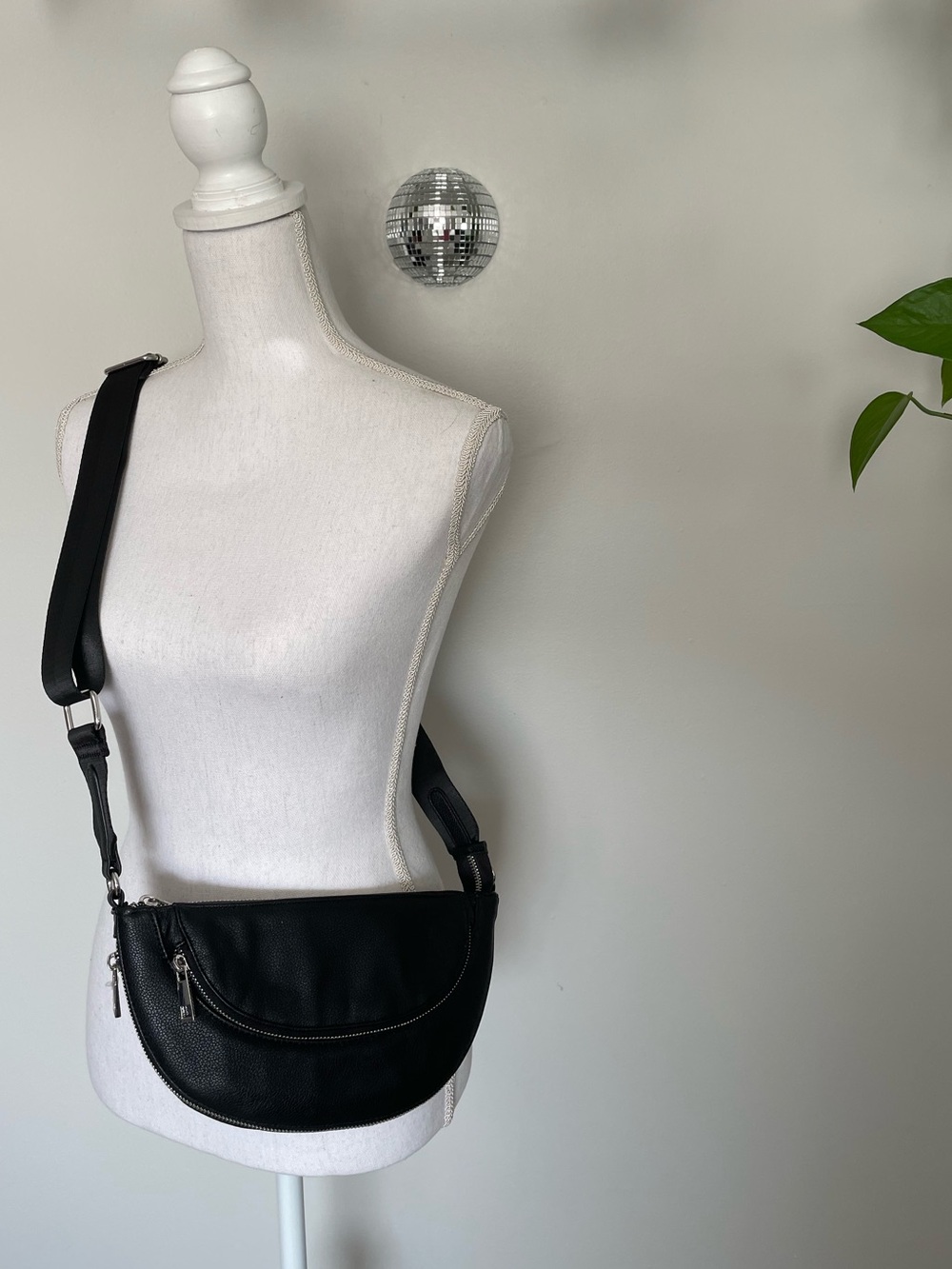 Sondra Roberts Faux Pebbled Leather Crescent Crossbody Bag
